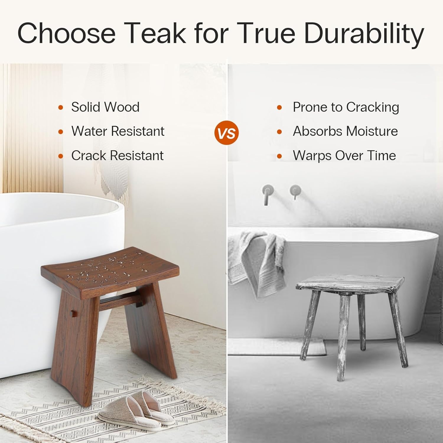 image:imageStrongTek Teak Shower Stool 18Inch Solid Teak Wood Bath Seat Bench for Bathroom Spa amp Home Ergonomic Curved Seat WaterResistant 350 lbs Capacity Stable Structure amp Smooth Finish Dark BrownDark Brown
