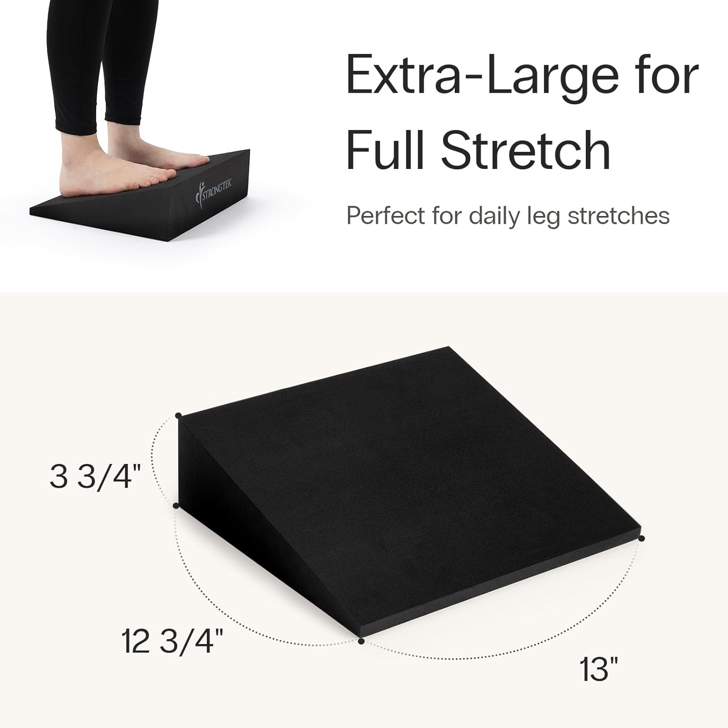 image:imageStrongTek XL Foam Yoga Wedge Blocks Black Set of 2 165 Incline 13 1275 375 for Yoga Stretching Squats amp Physical TherapyBlack
