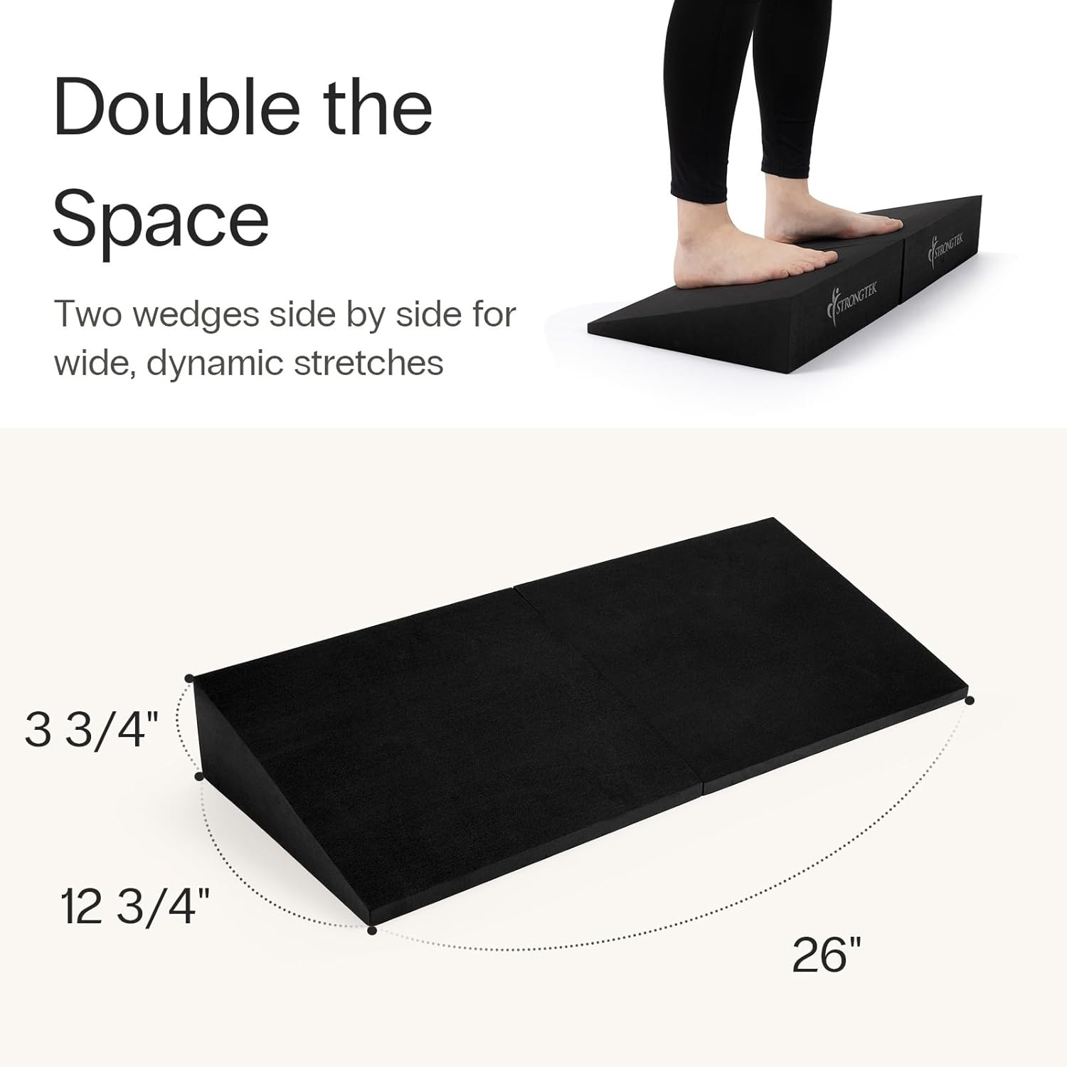 image:imageStrongTek XL Foam Yoga Wedge Blocks Black Set of 2 165 Incline 13 1275 375 for Yoga Stretching Squats amp Physical TherapyBlack