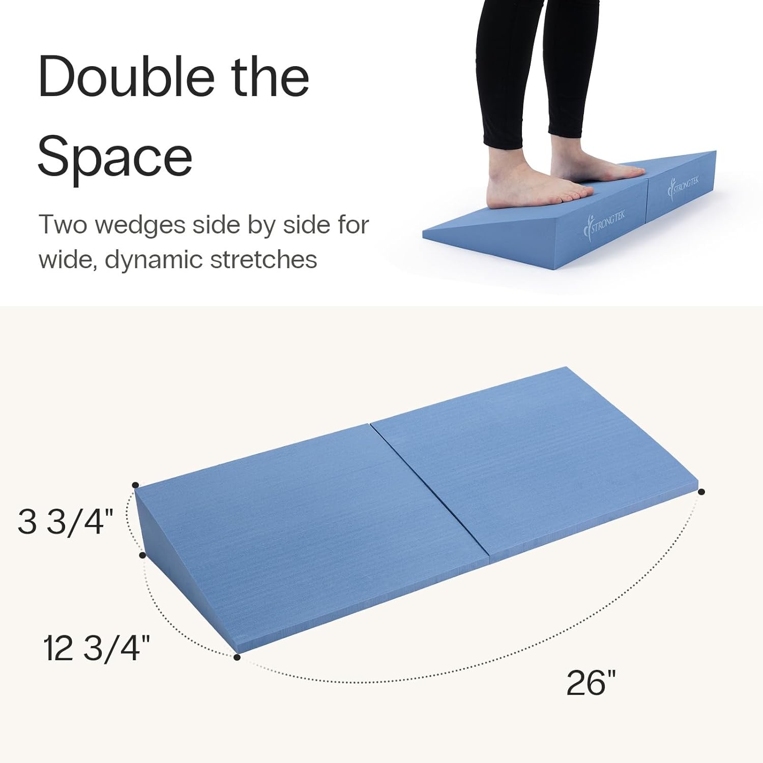 image:imageStrongTek XL Foam Yoga Wedge Blocks Black Set of 2 165 Incline 13 1275 375 for Yoga Stretching Squats amp Physical TherapyBlue
