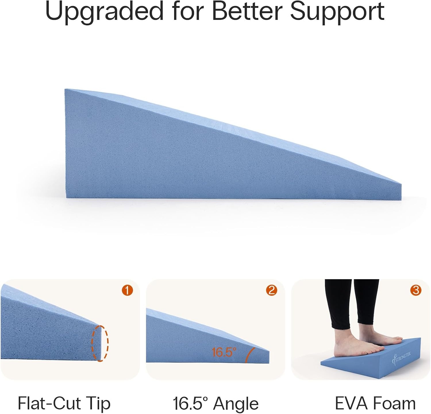 image:imageStrongTek XL Foam Yoga Wedge Blocks Black Set of 2 165 Incline 13 1275 375 for Yoga Stretching Squats amp Physical TherapyBlue