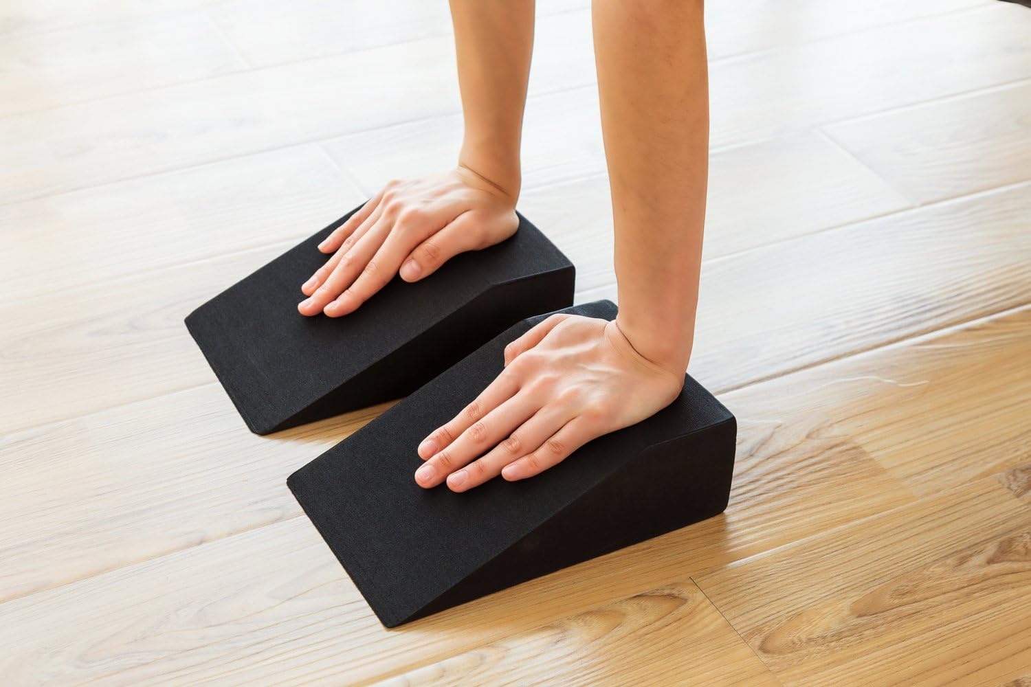 image:imageStrongTek Yoga Foam Wedge Blocks Pair Soft Wrist Wedge Supportive Foot Exercise Accessories For Balance Strength Stretch Pilates Fitness Squat Pushup Plank EVA Riser BlockBlue