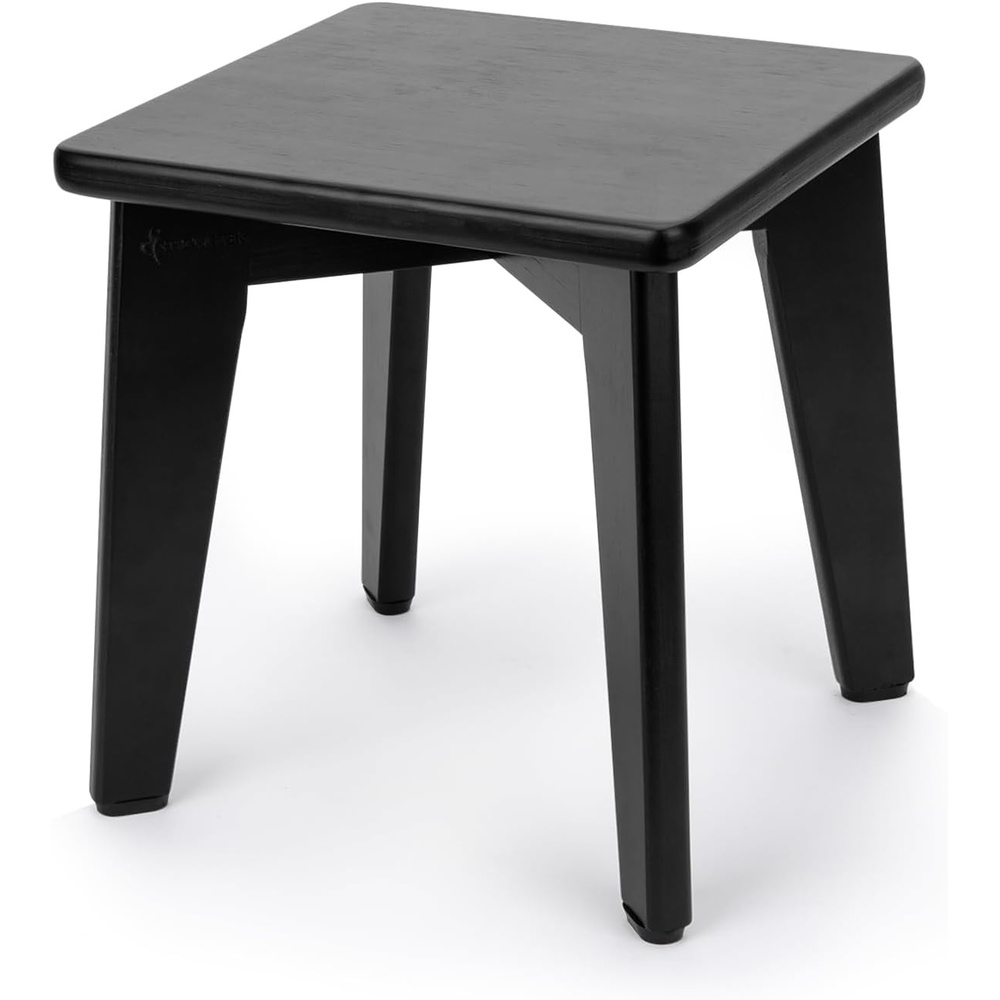 image:imageStrongTek Bamboo Step Stool for Kids and Adults Natural Material Sturdy and Versatile Short Foot Stool for Bathroom Kitchen Bedroom Compact 10inch Small Wood Stool Plant Stand BlackBlack