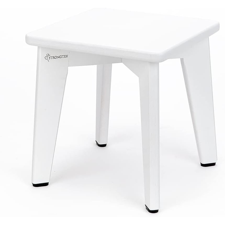 image:imageStrongTek Bamboo Step Stool for Kids and Adults Natural Material Sturdy and Versatile Short Foot Stool for Bathroom Kitchen Bedroom Compact 10inch Small Wood Stool Plant Stand BlackWhite