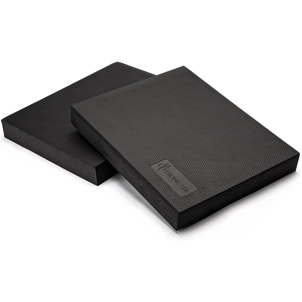 image:imageStrongTek Extra Wide Foam Balance Pad for Physical Therapy 19 X 158 X 24 HighDensity TPE Foam Pad for Exercise Enhanced Stability Core Strength NonSlip amp WaterResistant for Fitness YogaBlackSet of 2