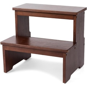 image:imageStrongTek Bamboo Two Step Stool for Adults and Kids Bed Stepstool with AntiSlip Bottom Heavy Duty for Kitchen Bathroom Bedside Step Stool Wooden Step Stairs 350 lbs CapacityDark Chocolate