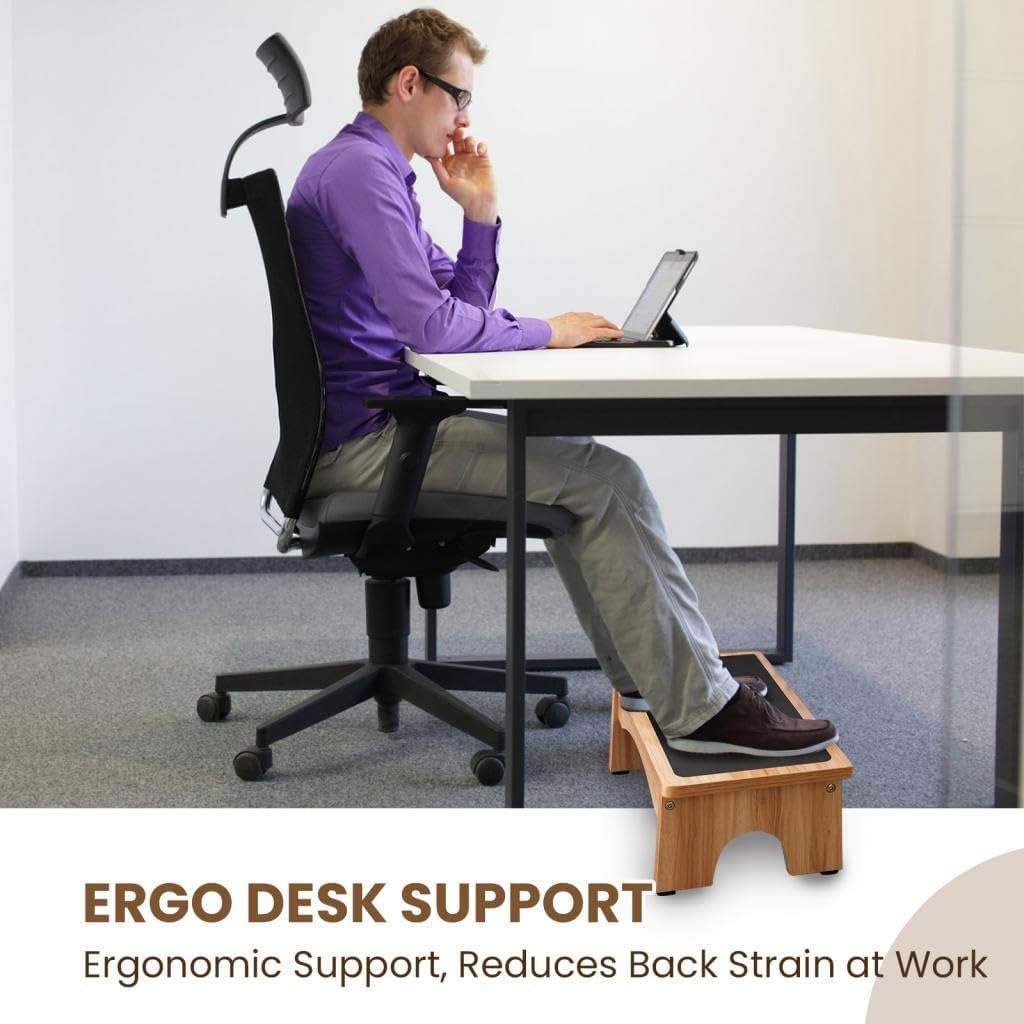 image:imageStrongTek Adjustable Foot Rest for Under Desk 3Level Adjust Incline 7 Step Stool for Kids Adults Ergonomic Foot Stool Relieves Swelling One Step Stool with NonSlip Surface for Home and Office