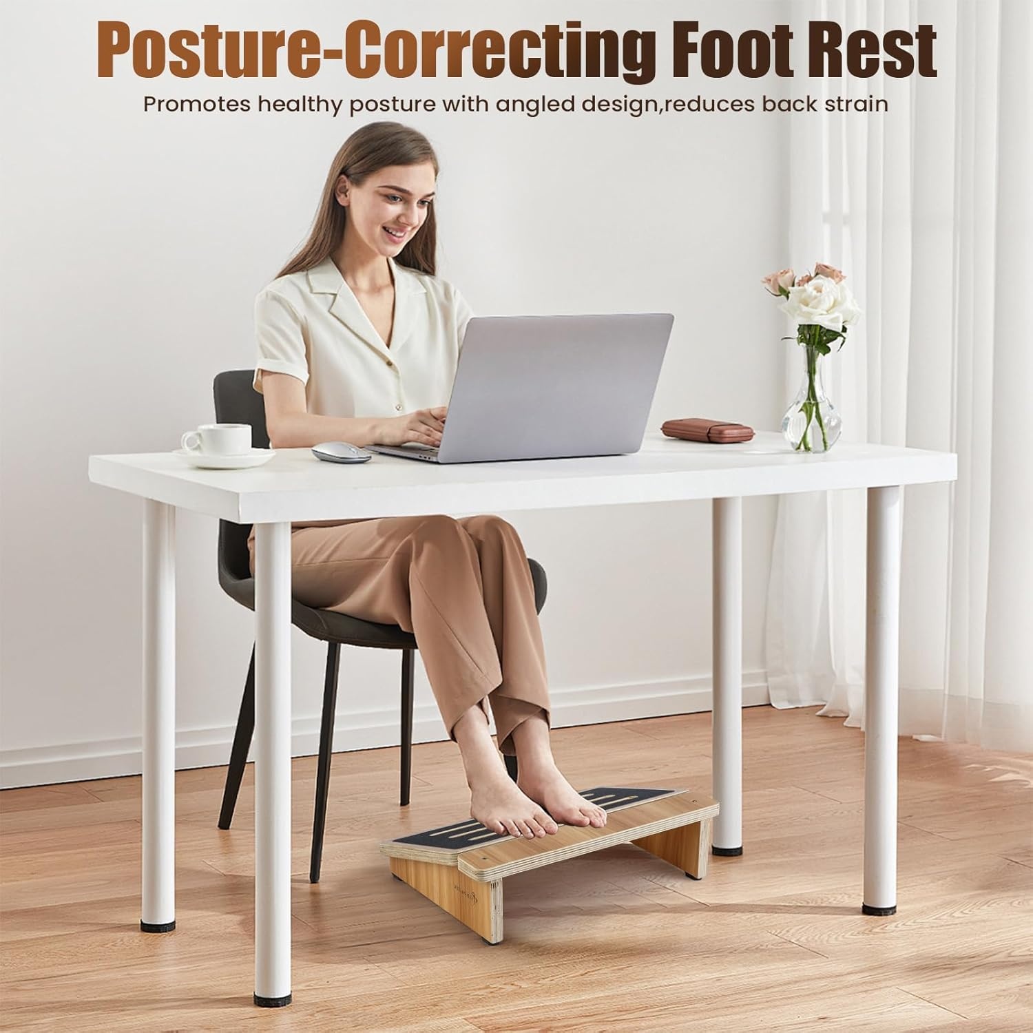 image:imageStrongTek Ergonomic Foot Rest Support Under Desk Footrest NonSlip Foot Stool 4 High Improve Posture Reduce Fatigue amp Pain 300lbs Capacity Ideal for Office amp Gaming Enhance Health and Comfort