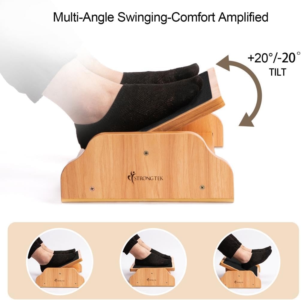 image:imageStrongTek Ergonomic Rocking Foot Rest for Under Desk Adjustable Foot Stool with NonSlip Surface Three Positions for Comfort amp Stability Enhances Posture amp Circulation Ideal for Office amp Home Use