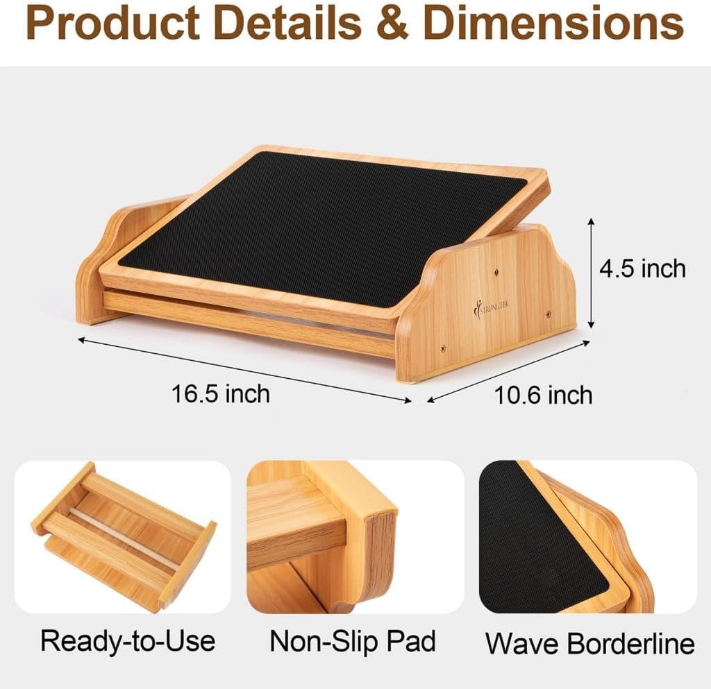 image:imageStrongTek Ergonomic Rocking Foot Rest for Under Desk Adjustable Foot Stool with NonSlip Surface Three Positions for Comfort amp Stability Enhances Posture amp Circulation Ideal for Office amp Home Use
