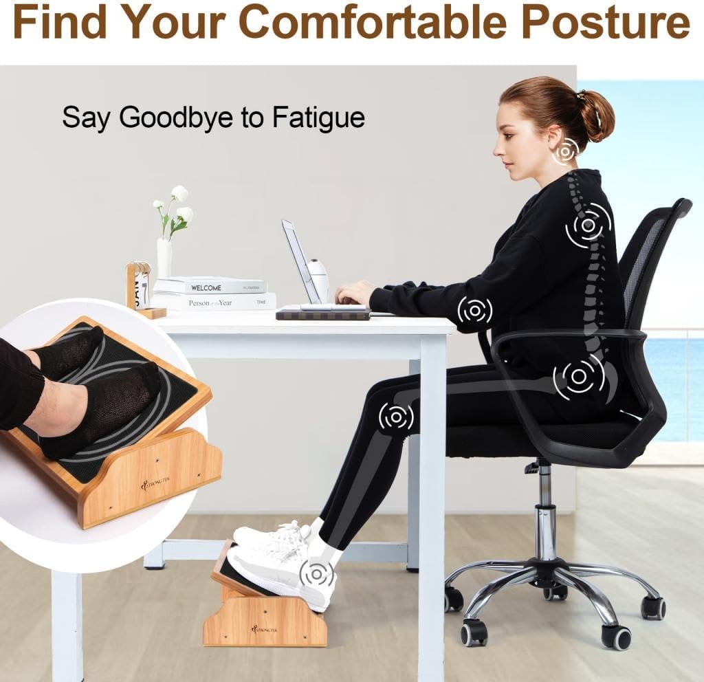 image:imageStrongTek Ergonomic Rocking Foot Rest for Under Desk Adjustable Foot Stool with NonSlip Surface Three Positions for Comfort amp Stability Enhances Posture amp Circulation Ideal for Office amp Home Use
