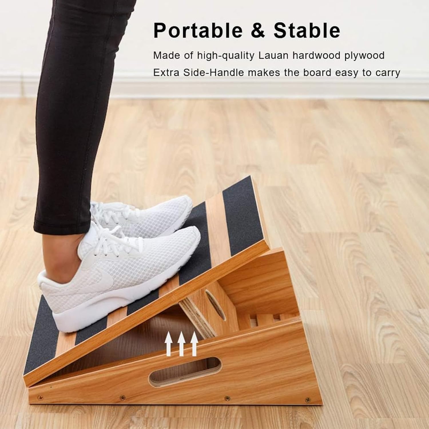 image:imageStrongTek Professional Wooden Slant Board Adjustable Incline Board and Calf Stretcher Stretch Board Extra SideHandle Design for Portability FullCoveragePartialcoverage