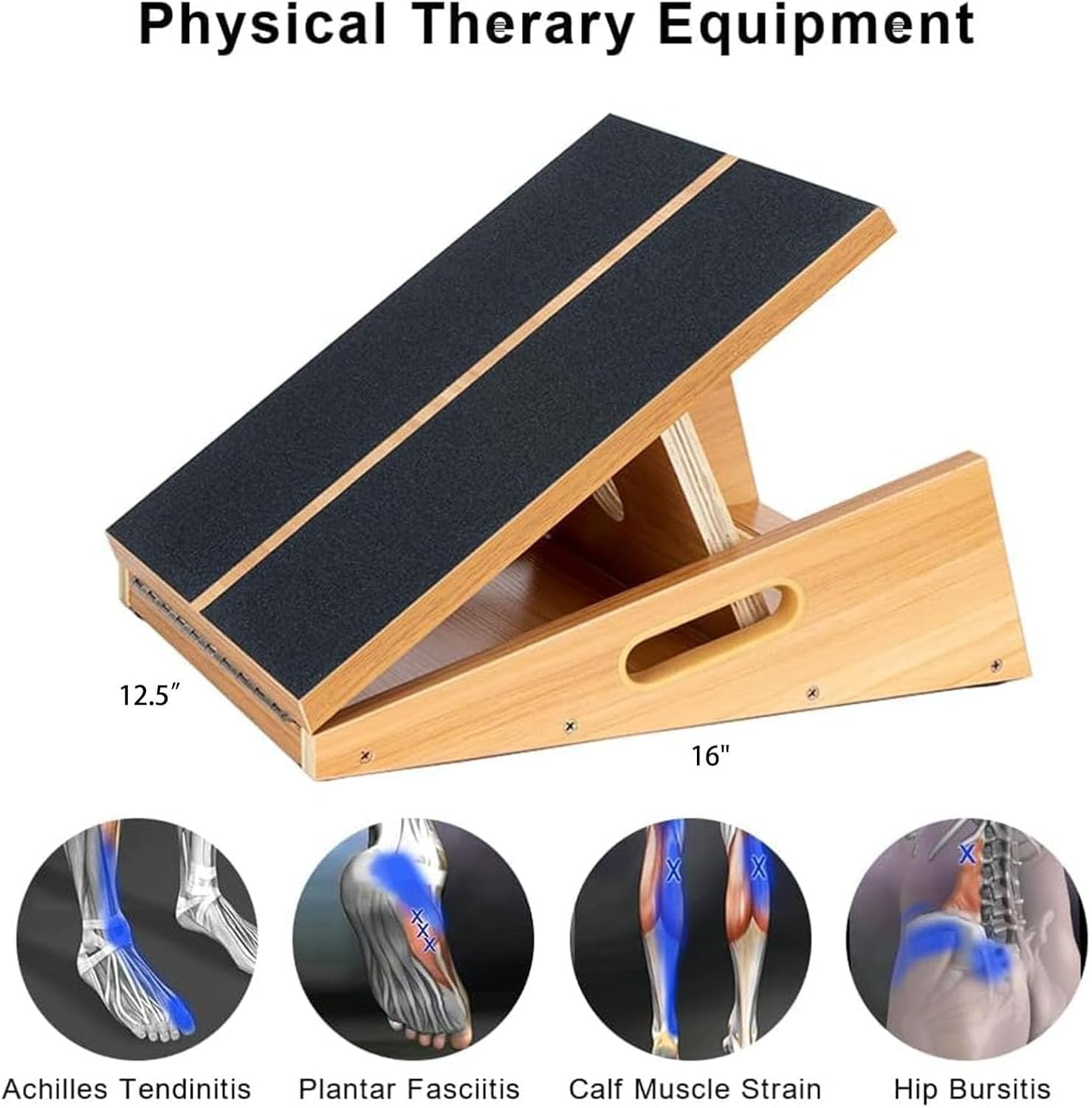 image:imageStrongTek Professional Wooden Slant Board Adjustable Incline Board and Calf Stretcher Stretch Board Extra SideHandle Design for Portability FullCoveragefullcoverage
