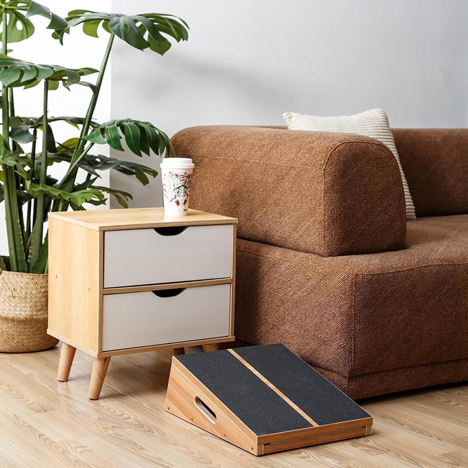 image:imageStrongTek Professional Wooden Slant Board Adjustable Incline Board and Calf Stretcher Stretch Board Extra SideHandle Design for Portability FullCoveragefullcoverage