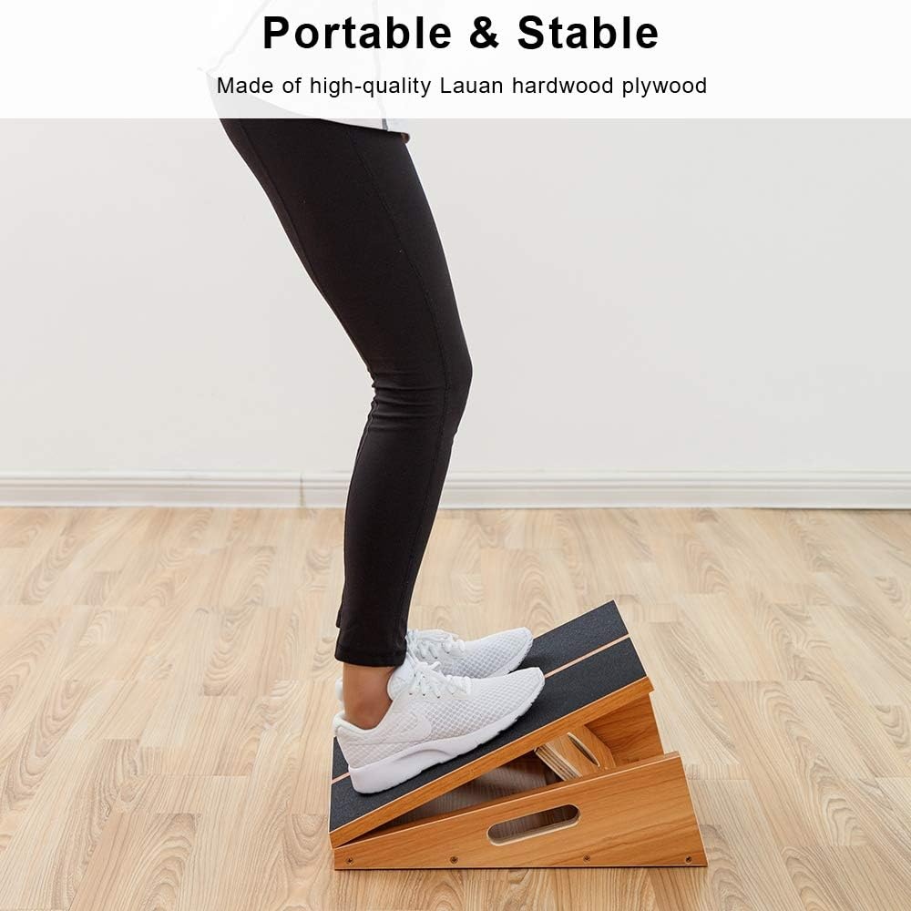 image:imageStrongTek Professional Wooden Slant Board Adjustable Incline Board and Calf Stretcher Stretch Board Extra SideHandle Design for Portability FullCoverageExtraLarge