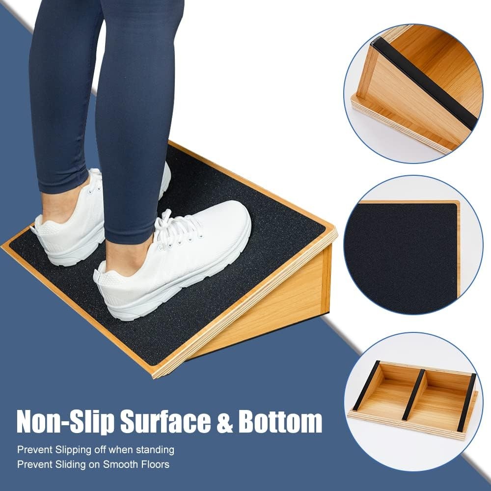 image:imageStrongTek Slant Board for Squats amp Knee Training HeavyDuty Incline Board with NonSlip Surface Fixed 25 Wooden Stretch Board 1000 Lbs Capacity25