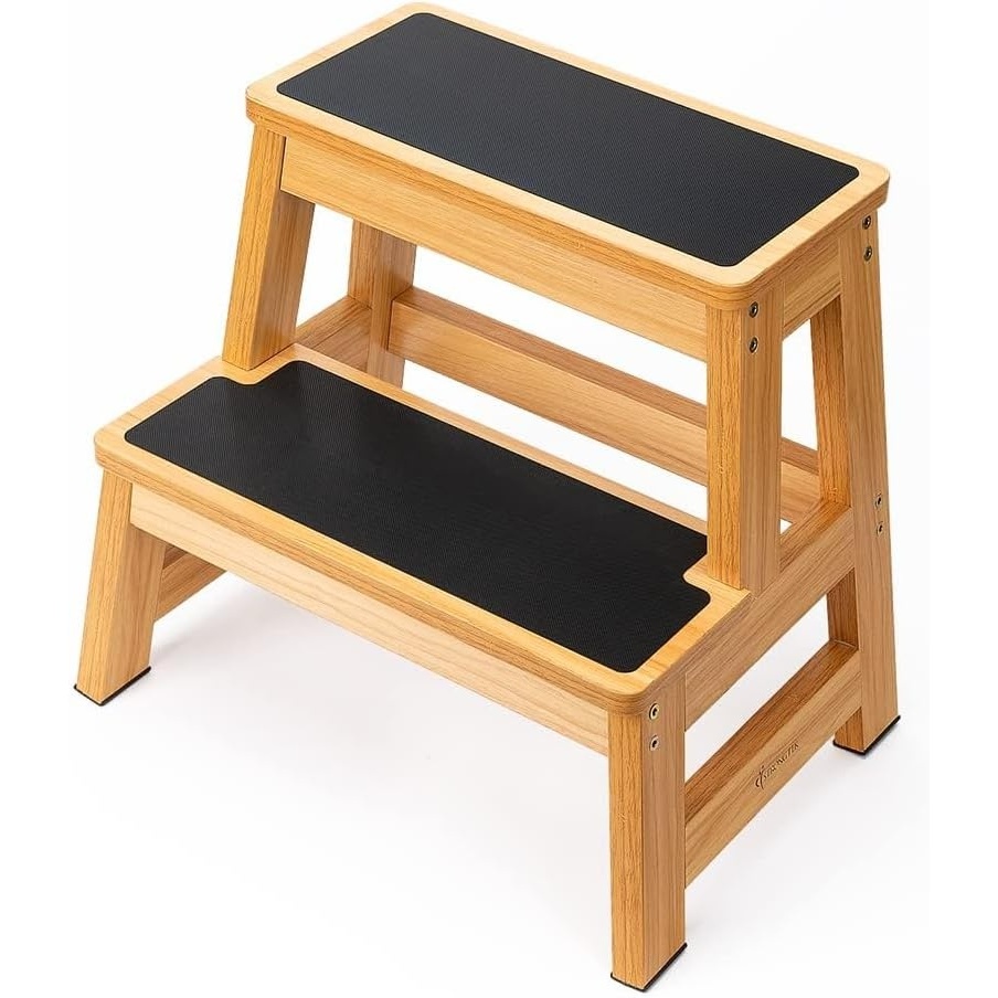 image:imageStrongTek Wood Step Stool 17 Tall TwoStep Design for Adults amp Kids HeavyDuty 500 lbs Capacity with NonSlip Steps Ideal for Kitchen Bedside amp Bathroom Use