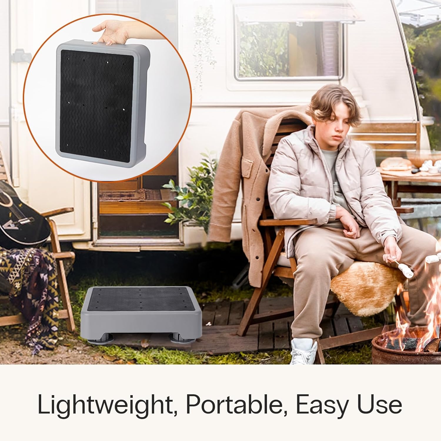 image:imageStrongTek 57 Adjustable Step Stool NonSlip One Step Platform for Adults amp Seniors Portable Mobility Aid and Stair Assist for Kitchen Bathroom Bedside amp OutdoorBlack Grey