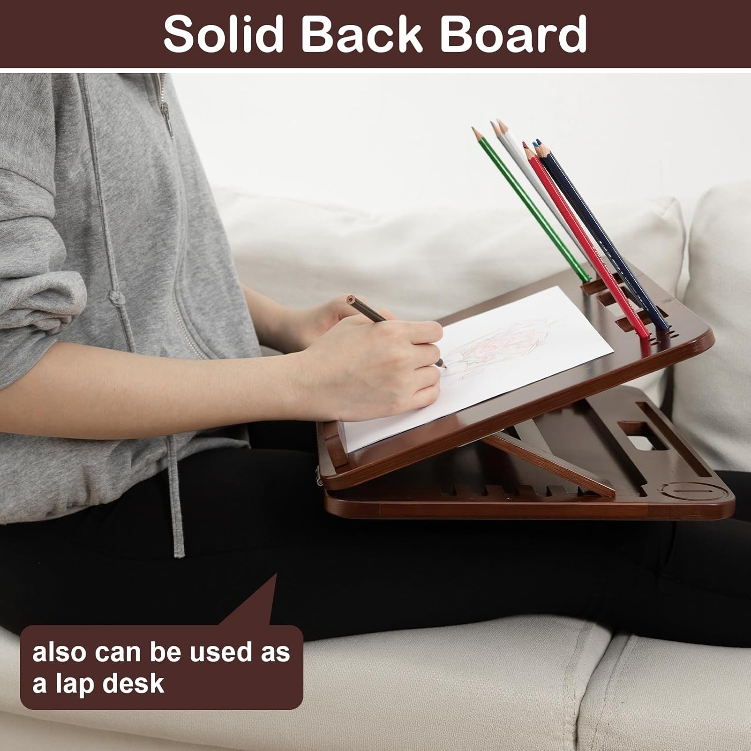 image:imageStrongTek Bamboo Table Easel 16 x 12 Inch Adjustable Drawing Board 6Position Desktop Drafting and Sketching Board with Handle and Back Storage for Drawing Painting Reading and WritingWalnut
