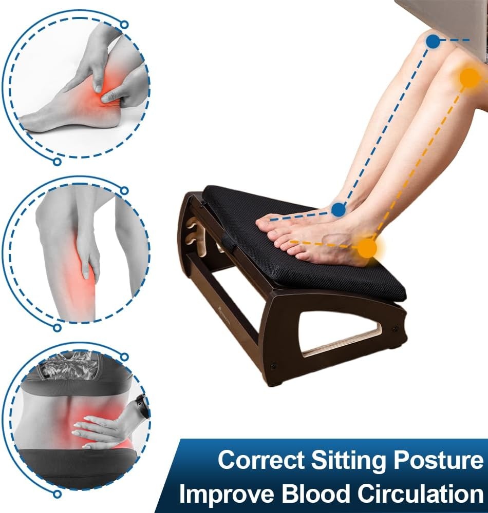 image:imageStrongTek Wood Ergonomic Footrest 4Angle Adjustable Foot Stool for Desk Office Footrest AntiSlip Foot Stand for Under Desk Enhances Posture Promotes Blood Circulation Easy Assembly EspressoEspresso