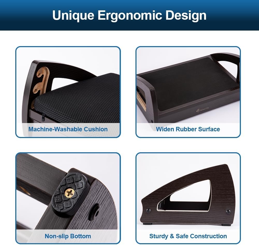 image:imageStrongTek Wood Ergonomic Footrest 4Angle Adjustable Foot Stool for Desk Office Footrest AntiSlip Foot Stand for Under Desk Enhances Posture Promotes Blood Circulation Easy Assembly EspressoEspresso