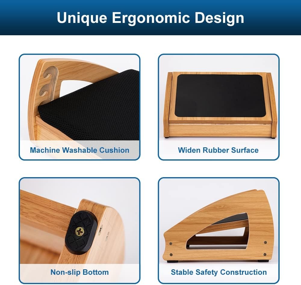 image:imageStrongTek Wood Ergonomic Footrest 4Angle Adjustable Foot Stool for Desk Office Footrest AntiSlip Foot Stand for Under Desk Enhances Posture Promotes Blood Circulation Easy Assembly EspressoNaturalsoft