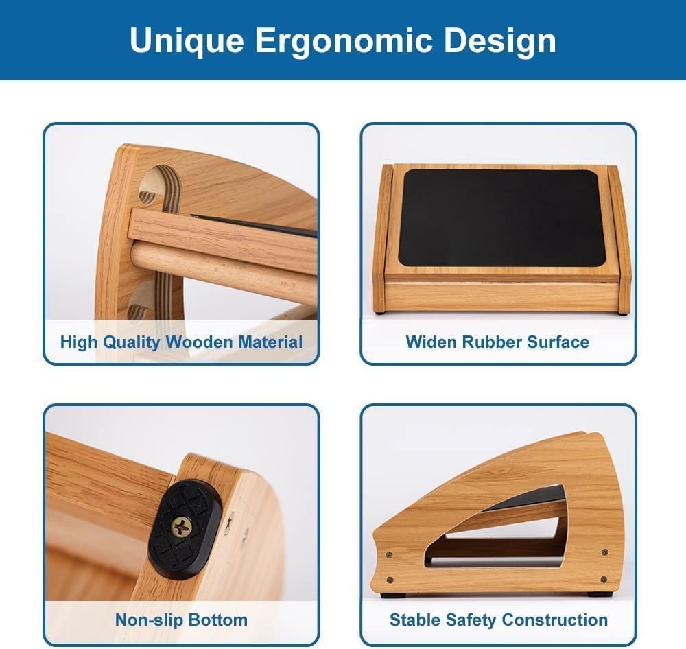image:imageStrongTek Wood Ergonomic Footrest 4Angle Adjustable Foot Stool for Desk Office Footrest AntiSlip Foot Stand for Under Desk Enhances Posture Promotes Blood Circulation Easy Assembly EspressoNatural