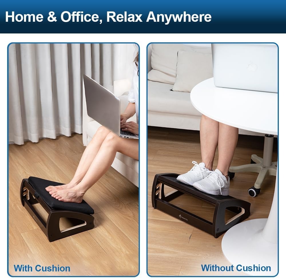 image:imageStrongTek Wood Ergonomic Footrest 4Angle Adjustable Foot Stool for Desk Office Footrest AntiSlip Foot Stand for Under Desk Enhances Posture Promotes Blood Circulation Easy Assembly EspressoEspresso