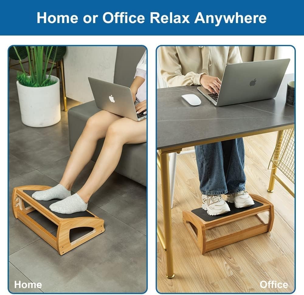 image:imageStrongTek Wood Ergonomic Footrest 4Angle Adjustable Foot Stool for Desk Office Footrest AntiSlip Foot Stand for Under Desk Enhances Posture Promotes Blood Circulation Easy Assembly EspressoBlack