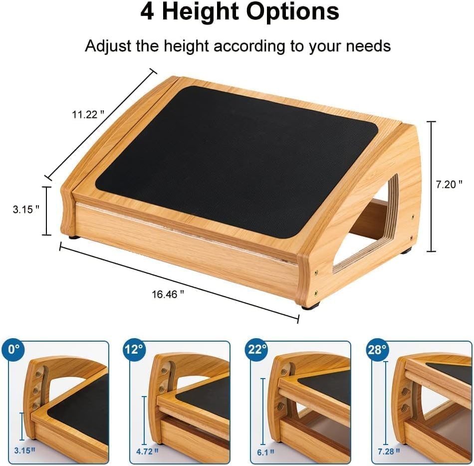 image:imageStrongTek Wood Ergonomic Footrest 4Angle Adjustable Foot Stool for Desk Office Footrest AntiSlip Foot Stand for Under Desk Enhances Posture Promotes Blood Circulation Easy Assembly EspressoNatural