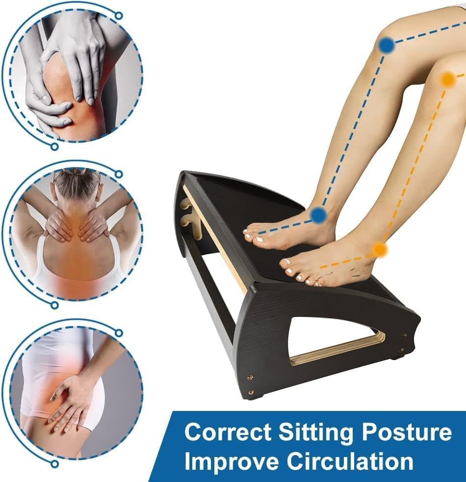 image:imageStrongTek Wood Ergonomic Footrest 4Angle Adjustable Foot Stool for Desk Office Footrest AntiSlip Foot Stand for Under Desk Enhances Posture Promotes Blood Circulation Easy Assembly EspressoBlack