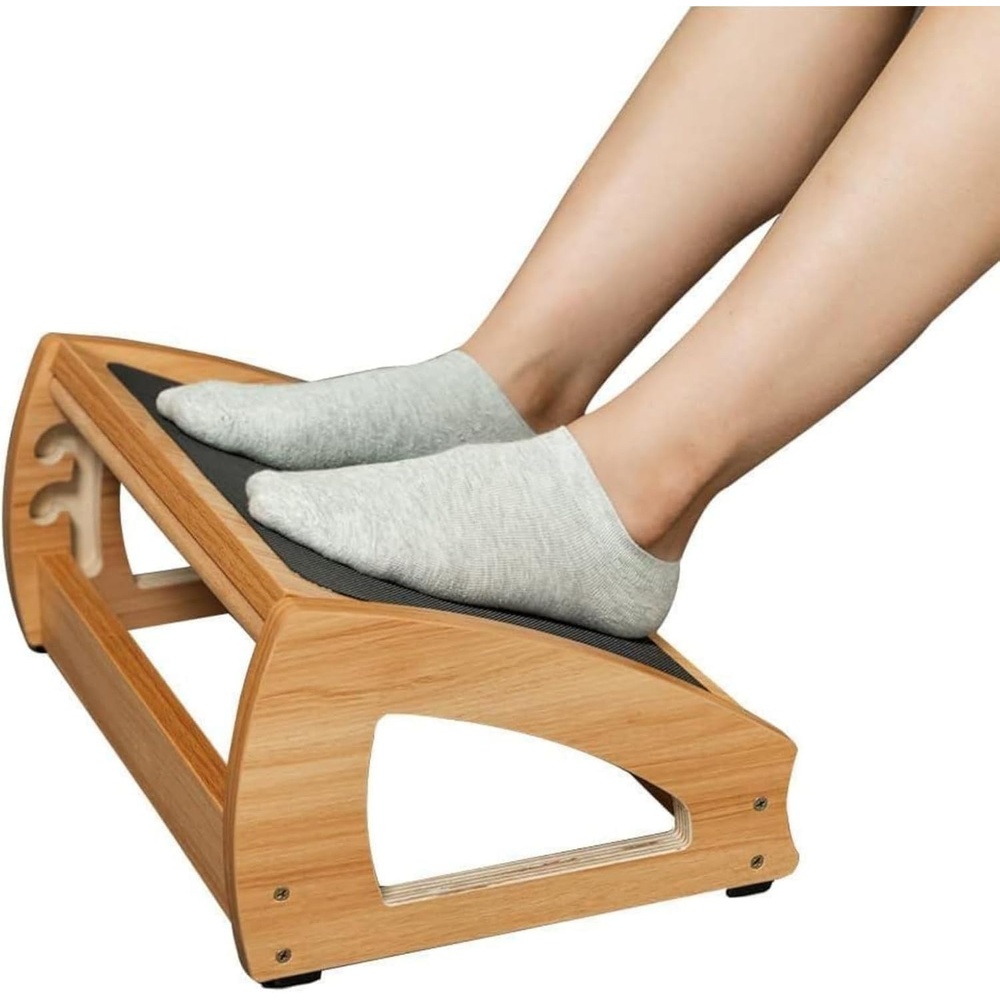 image:imageStrongTek Wood Ergonomic Footrest 4Angle Adjustable Foot Stool for Desk Office Footrest AntiSlip Foot Stand for Under Desk Enhances Posture Promotes Blood Circulation Easy Assembly EspressoNatural