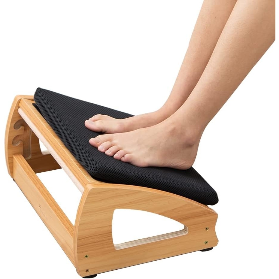 image:imageStrongTek Wood Ergonomic Footrest 4Angle Adjustable Foot Stool for Desk Office Footrest AntiSlip Foot Stand for Under Desk Enhances Posture Promotes Blood Circulation Easy Assembly EspressoNaturalsoft