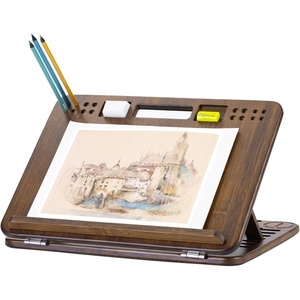 image:imageStrongTek Bamboo Table Easel 16 x 12 Inch Adjustable Drawing Board 6Position Desktop Drafting and Sketching Board with Handle and Back Storage for Drawing Painting Reading and WritingBrown