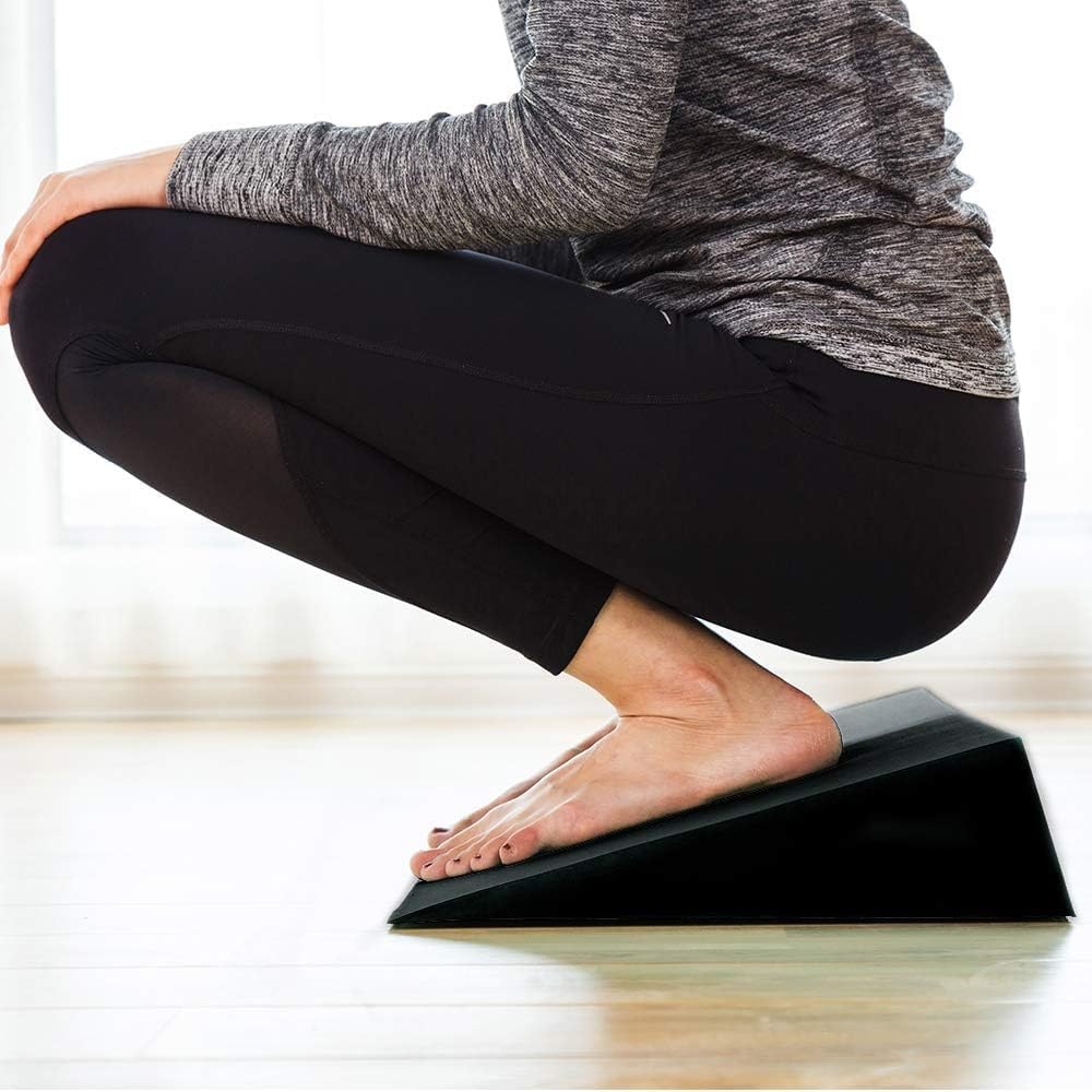 image:imageStrongTek 13 Large Yoga Foam Wedges Pair amp Adjustable Wooden Slant Board Bundle Ideal for Calf Stretch Physical Therapy and Stability Exercises