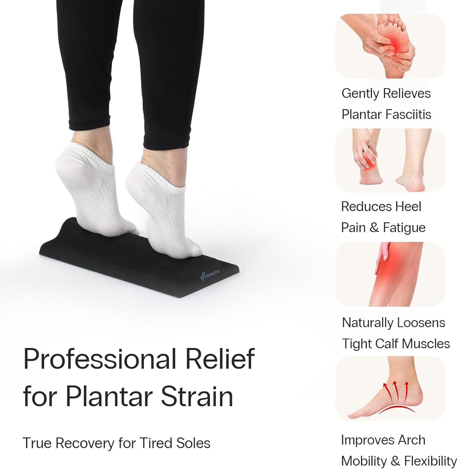 image:imageStrongTek Balance Pad and Plantar Fasciitis Stretcher Set HighDensity Foam Exercise Pad amp Foot Stretching Block for Balance Training Physical Therapy and Foot Pain Relief