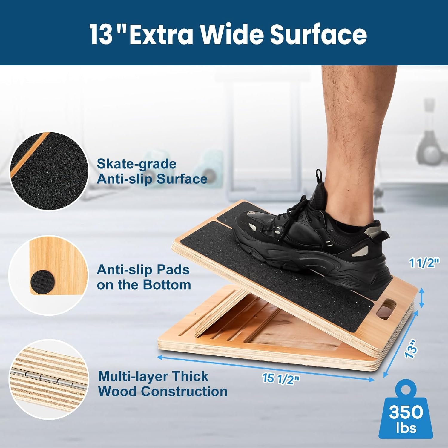 image:imageStrongTek Calf Stretch amp Balance Kit 2 Foam Pads Portable Wood Slant Board