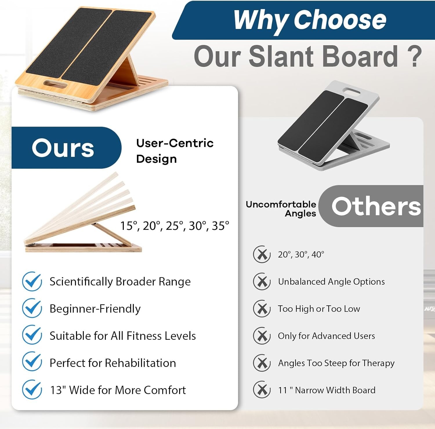 image:imageStrongTek Calf Stretch amp Balance Kit 2 Foam Pads Portable Wood Slant Board