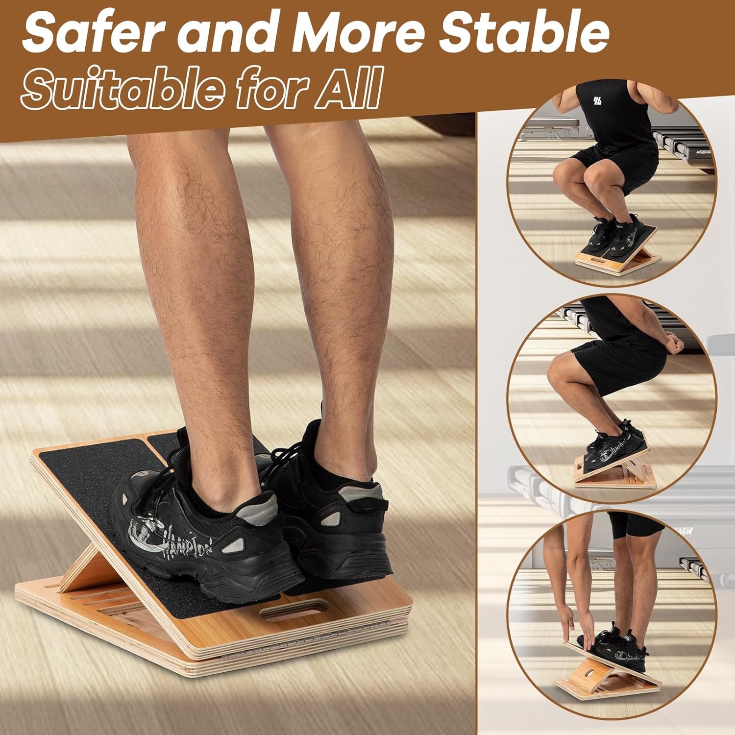image:imageStrongTek Extra Wide Foam Balance Pad and Adjustable Wooden Slant Board Set Enhance Stability Flexibility and Rehabilitation