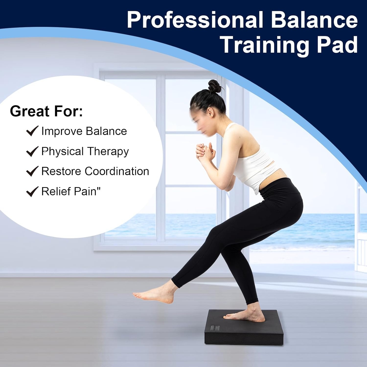 image:imageStrongTek Extra Wide Foam Balance Pad and Adjustable Wooden Slant Board Set Enhance Stability Flexibility and Rehabilitation