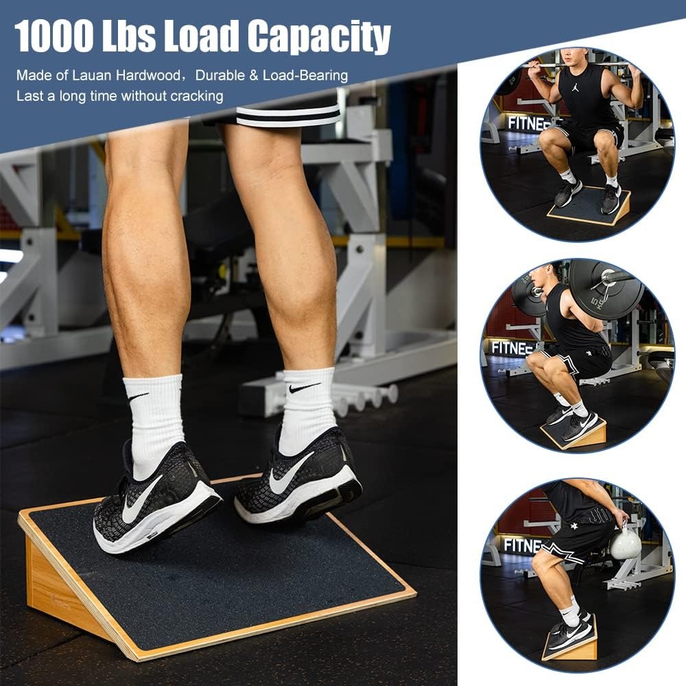 image:imageStrongTek Slant Board Set HeavyDuty Wooden Fixed 25 Incline Board amp Portable Adjustable Calf Stretch Board 2050 for Squats Flexibility and Rehab Training