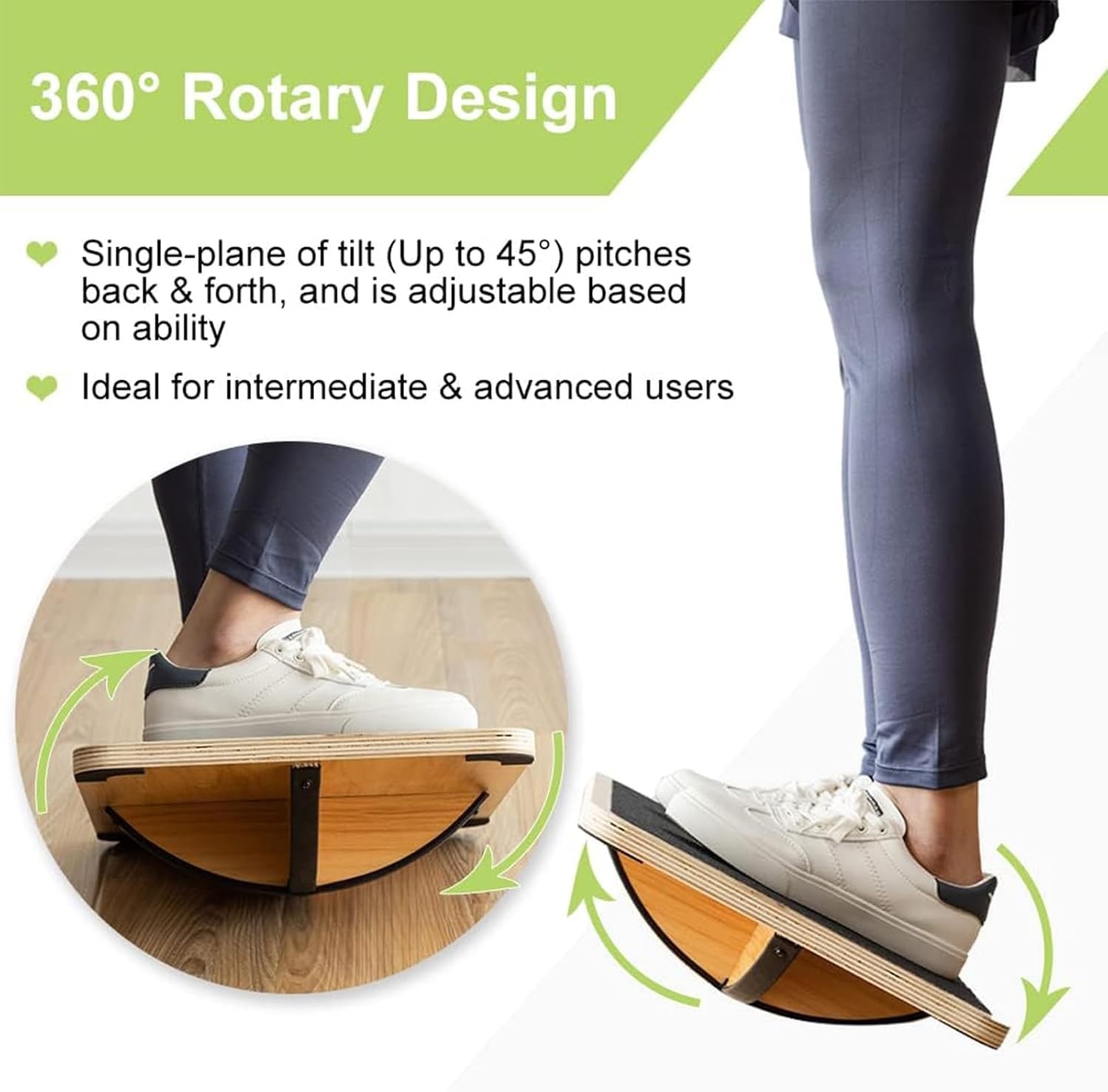 image:imageStrongTek Slant Board amp Balance Board Set Wooden Incline Board with Adjustable Angles Rocker Board for Core Strength Stability Stretching Squats and Rehab Training