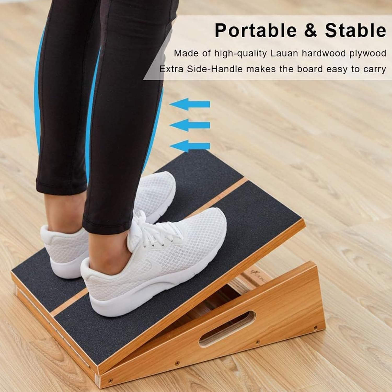 image:imageStrongTek Slant Board and Plantar Fasciitis Stretcher Set Adjustable Wooden Incline Board amp HighDensity Foam Foot Relief Pad