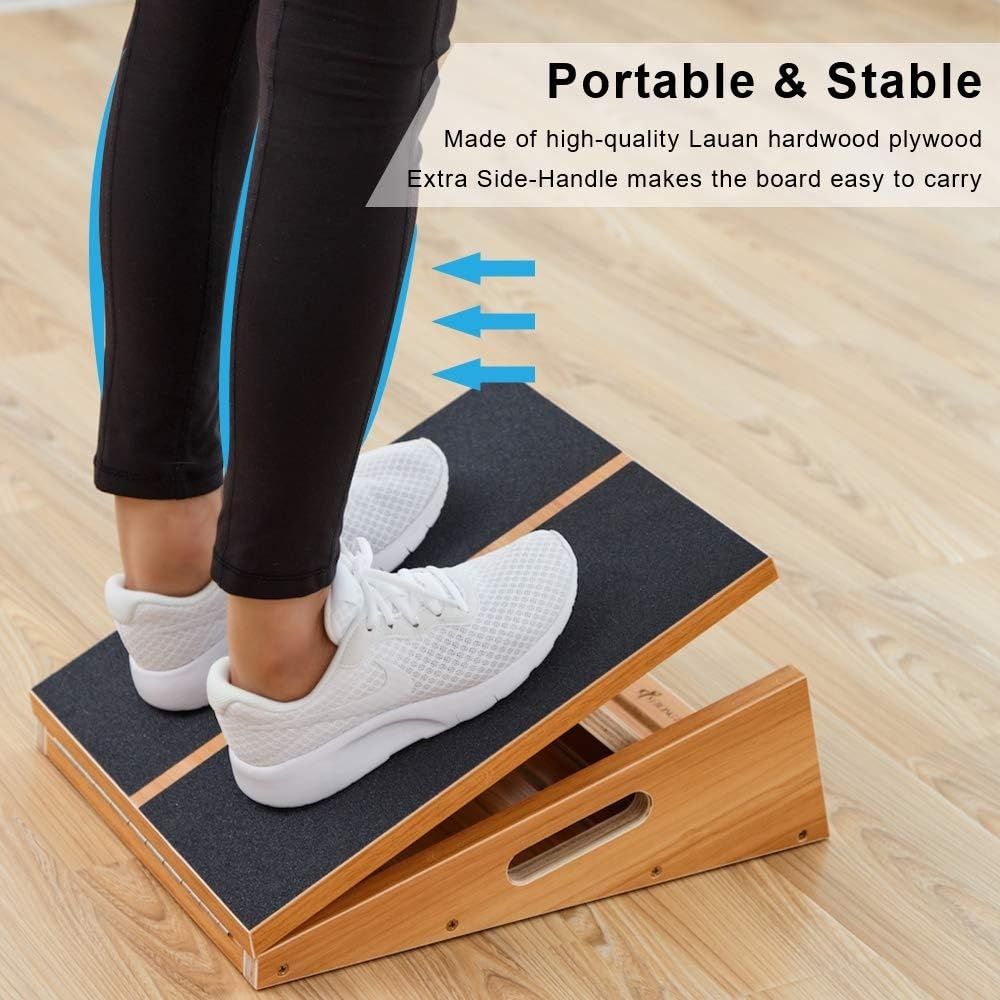 image:imageStrongTek Wooden Slant Board Set HeavyDuty 25 Fixed Incline Board amp Adjustable Incline Calf Stretch Board for Squats Ankle Rehab and Flexibility Training