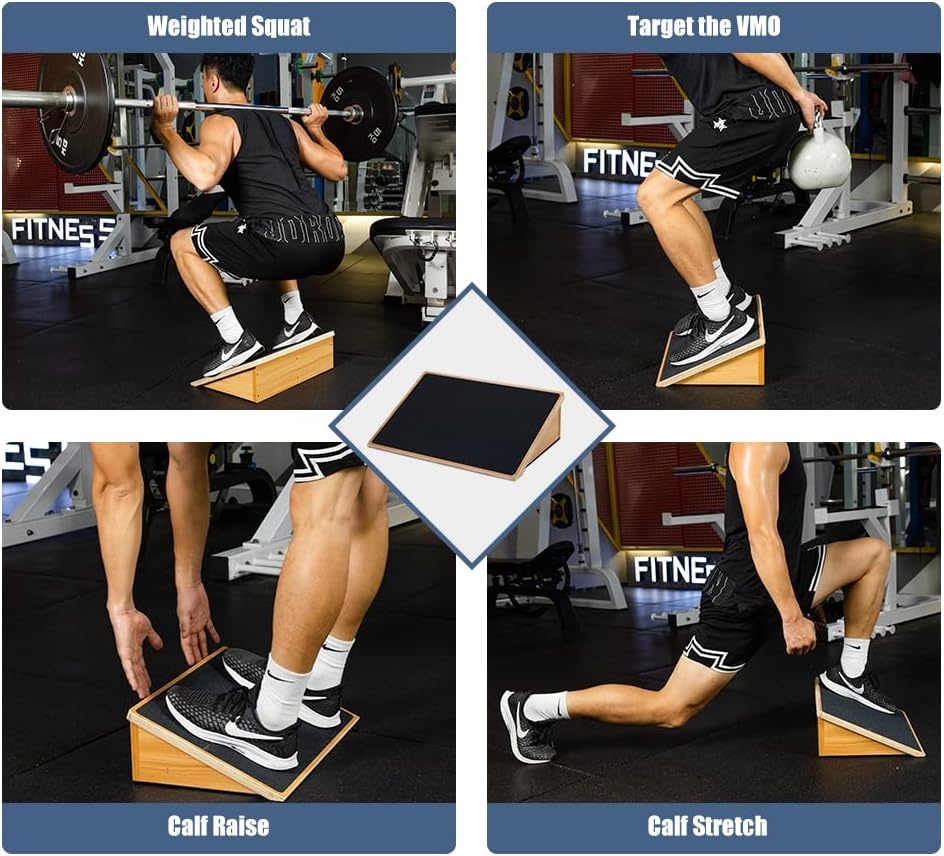 image:imageStrongTek Wooden Slant Board Set HeavyDuty 25 Fixed Incline Board amp Adjustable Incline Calf Stretch Board for Squats Ankle Rehab and Flexibility Training