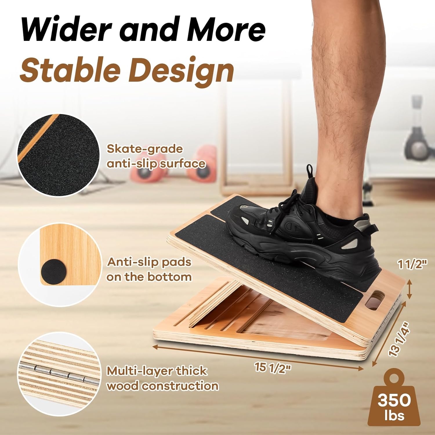 image:imageStrongTek Wooden amp Plastic Slant Board Bundle 5Angle and 4Angle Adjustable NonSlip 350 lbs Capacity Ideal for Stretching Physical Therapy and Plantar Fasciitis Relief