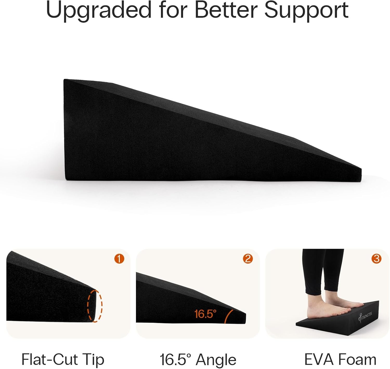 image:imageStrongTek XL Yoga Wedge amp Foot Stretcher Set ExtraLarge Foam Incline Blocks Plantar Fasciitis Relief Stretcher
