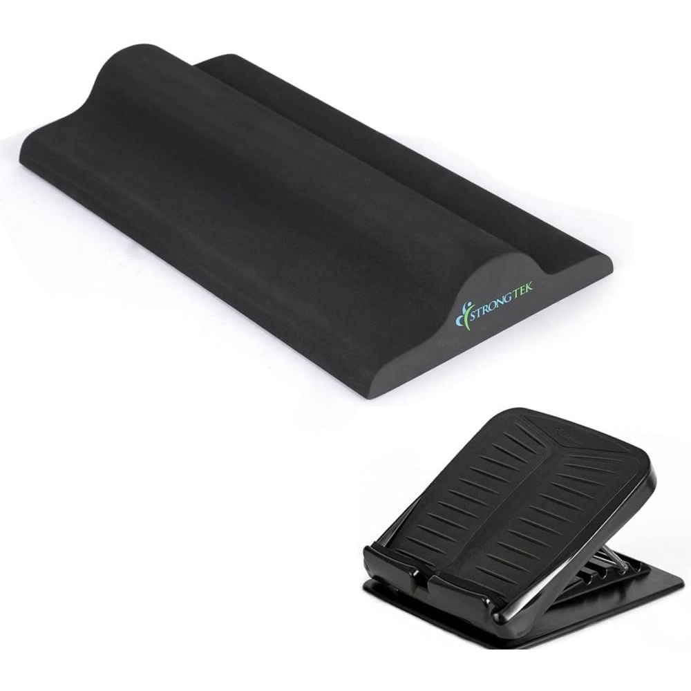 image:imageStrongTek Portable Slant Board amp Foot Stretcher Set Adjustable Calf Stretch Board Plantar Fasciitis Relief Block