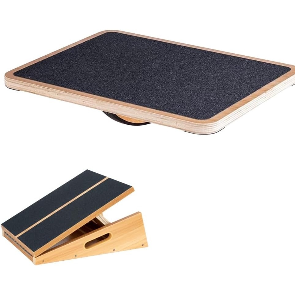 image:imageStrongTek Slant Board amp Balance Board Set Wooden Incline Board with Adjustable Angles Rocker Board for Core Strength Stability Stretching Squats and Rehab Training