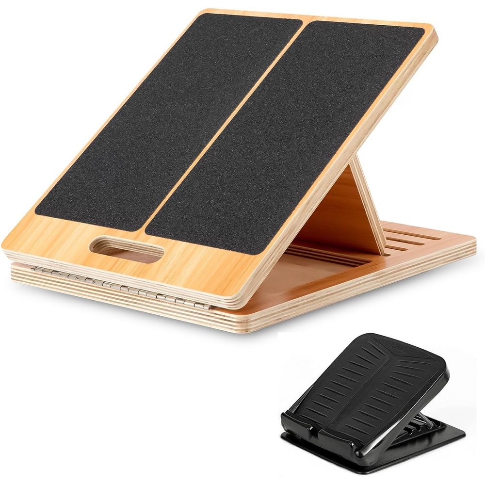 image:imageStrongTek Wooden amp Plastic Slant Board Bundle 5Angle and 4Angle Adjustable NonSlip 350 lbs Capacity Ideal for Stretching Physical Therapy and Plantar Fasciitis Relief